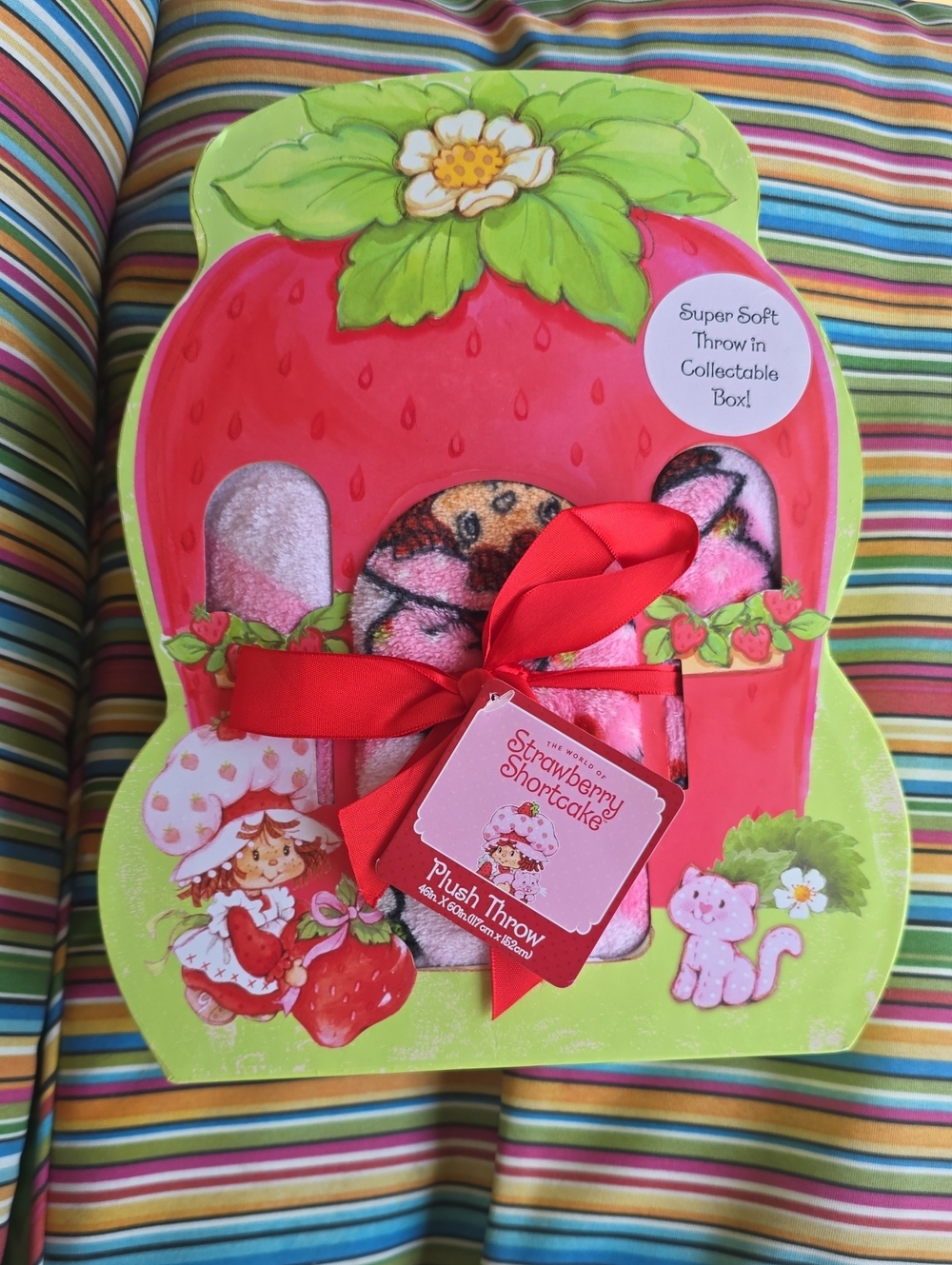 Strawberry Shortcake Plush Throw Blanket Gift - Pink Red